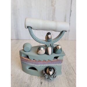 Rustic ceramic bird nest iron spring unique decor
